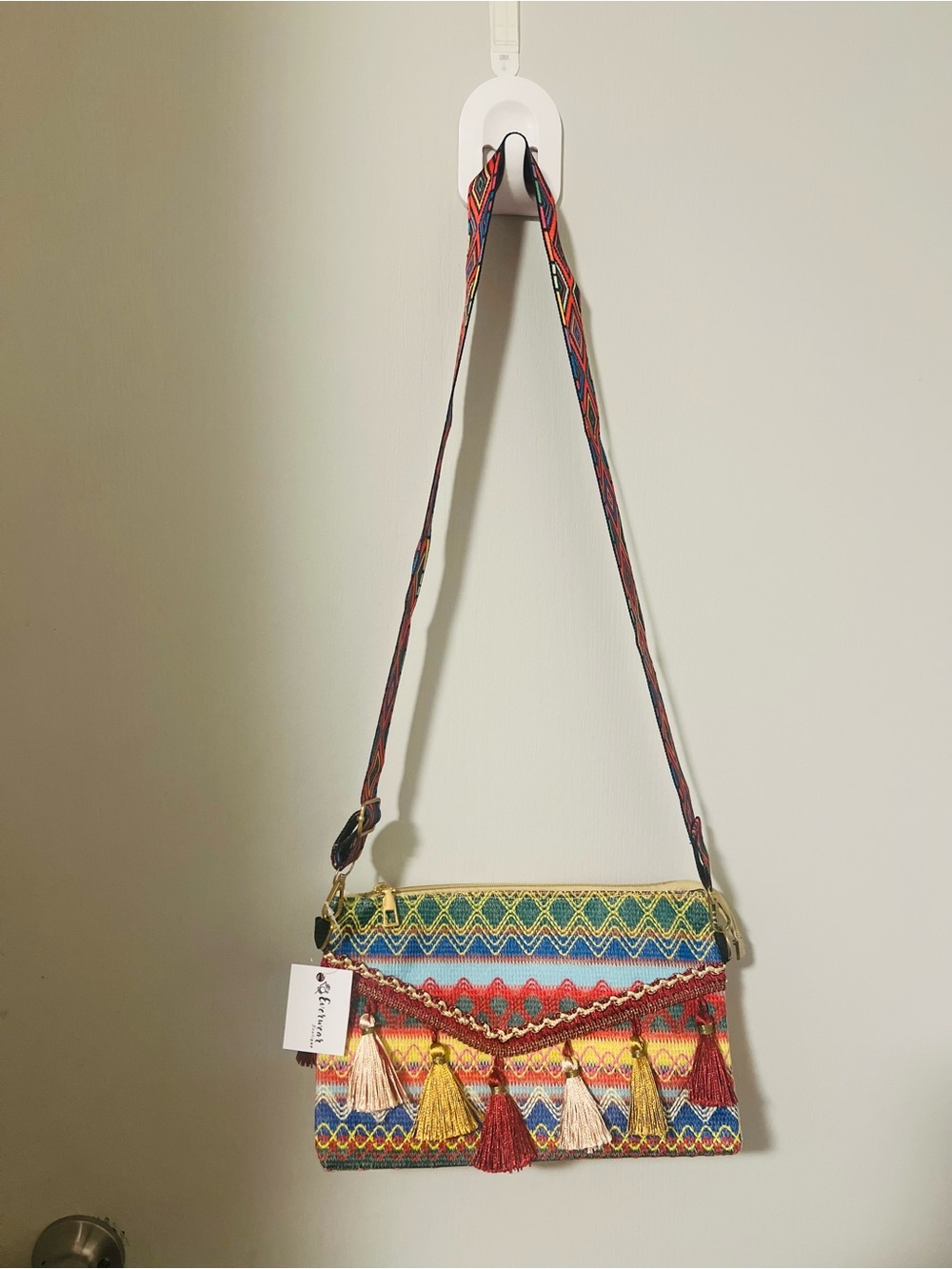 Boho Tassel Crossbody Bag - Multicolor